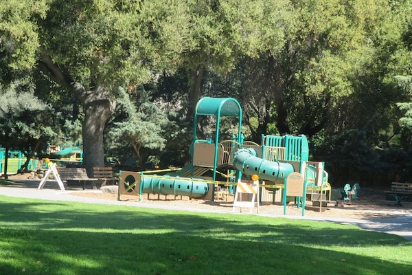 Play structure at Shoup Park in Los Altos, California